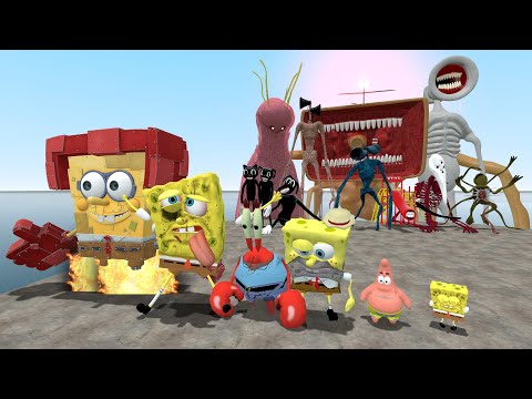 CURSED SPONGEBOB VS TREVOR HENDERSON CREATURES!! Garry's Mod