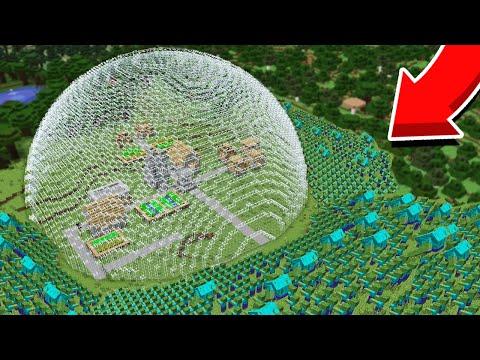 ЭТОТ ОГРОМНЫЙ КУПОЛ ЗАЩИЩАЕТ ДЕРЕВНЮ ОТ ЗОМБИ НА 1000% В МАЙНКРАФТ 100% Троллинг Ловушка Minecraft