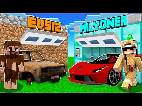 EVSİZ GARAJ VS MİLYONER GARAJ 😱 – Minecraft