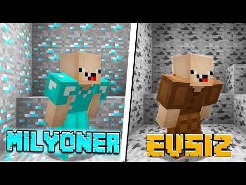 EVSİZ MADENCİ VS MİLYONER MADENCİ 😱 – Minecraft