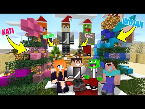 KTO ZROBI LEPSZĄ CHOINKĘ = WYGRYWA z Wojanem, Palionem i Noobkiem w Minecraft!