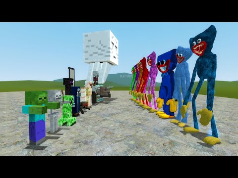 MINECRAFT MONSTERS VS HUGGY WUGGYS!! Garry's Mod Sandbox [Minecraft vs Poppy Playtime]
