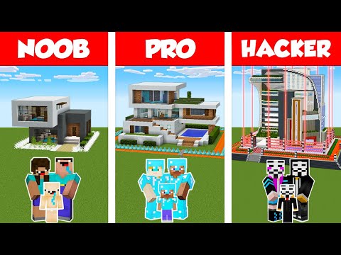 Minecraft NOOB vs PRO vs HACKER: SAFEST FAMILY HOUSE BUILD CHALLENGE in Minecraft / Animation
