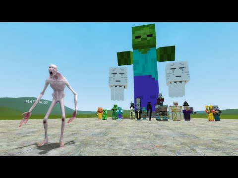 SCP-096 THE SHY GUY VS MINECRAFT MOBS!! Garry's Mod Sandbox