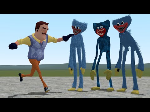THE NEIGHBOR VS HUGGY WUGGYS!! Garry's Mod [Hello Neighbor VS Poppy Playtime]