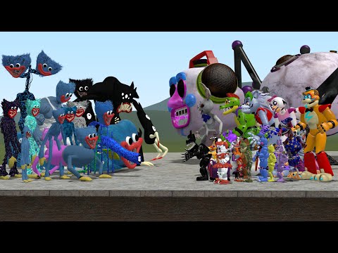 ALL HUGGY WUGGYS VS ALL FNAF 1-9 SECURITY BREACH ANIMATRONICS In Garry's Mod! (Five Nights Freddy's)