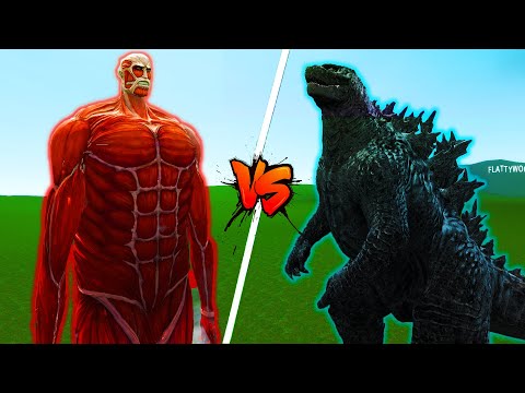 Garry's Mod|🔥غاري مود – تجربة شخصيات هجوم العمالقة ضد الجودزيلا