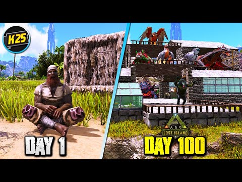 I Survived 100 Days of HARDCORE Ark Survival Evolved (LOST ISLAND + WINTER WONDERLAND) 😀