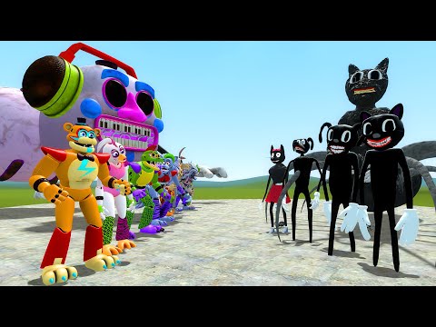 SECURITY BREACH ANIMATRONICS VS ALL CARTOON CAT, CARTOON DOG!! Garry's Mod Sandbox [FNAF]