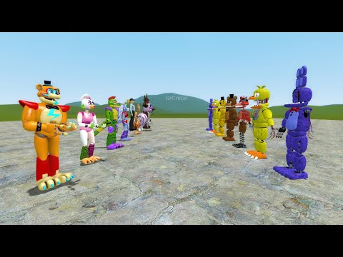 SECURITY BREACH ANIMATRONICS VS WITHERED ANIMATRONICS!! Garry's Mod Sandbox [Five Nights at Freddys]