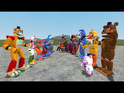 ALL GLAMROCK ANIMATRONICS VS ALL ROCKSTAR ANIMATRONICS in Garry's Mod! (Five Nights at Freddy's SB)