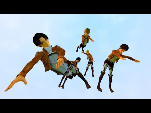 تساقط شخصيات هجوم العمالقة من ارتفاع 1000 قدم 😱😲 | Garry's Mod