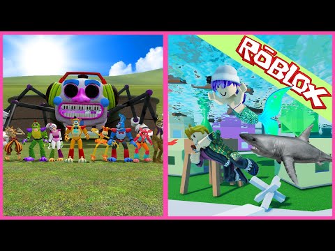 Garry's Mod FNAF SECURITY BREACH Five Nights at Freddy's Roblox VS เมือง BrookHaven น้ำท่วมฉลามบุก