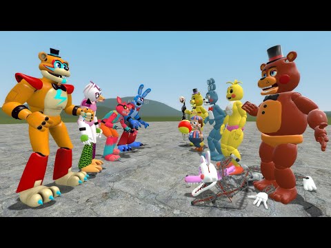 GLAMROCK ANIMATRONICS VS TOY ANIMATRONICS in Garry's Mod! (Five Nights at Freddy's: Security Breach)