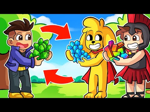 MINECRAFT pero YOUTUBERS INTERCAMBIAN OBJETOS CHETADOS 💎😱 HARDY y TROLERO