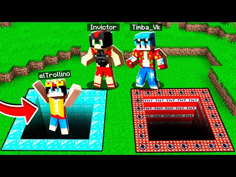 ¡NO ELIJAS el AGUJERO EQUIVOCADO en MINECRAFT! 😱 TIMBA VK, INVICTOR y TROLLINO
