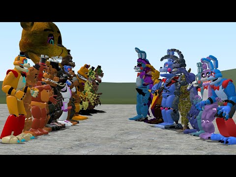 ALL FREDDYS VS ALL BONNIES FNAFs 1-9 SECURITY BREACH AND OTHERS In Garry's Mod!
