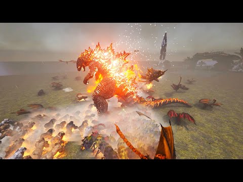 Burning Godzilla vs All BOSSES – ARK Survival Evolved