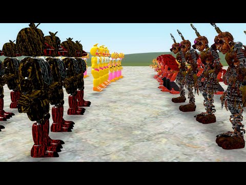 FNAF ARMY CHICA ANIMATRONICS VS GLAMROCK SECURITY BREACH CHARACTERS In Garry's Mod!