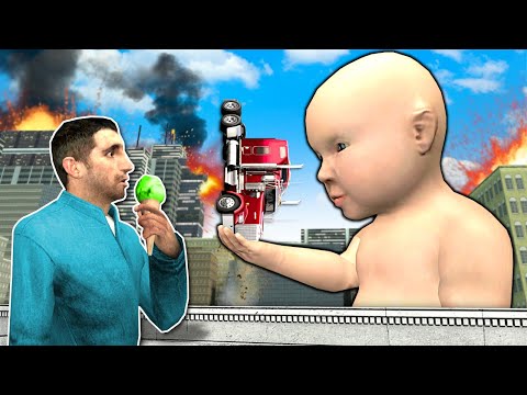 GIANT BABY DESTROYS THE CITY! – Garry's Mod Gameplay