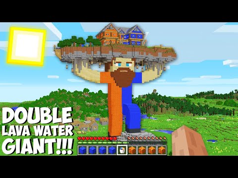I found LAVA WATER GIANT HOLDING DOUBLE VILLAGE in Minecraft ! NEW SECRET VILLAGE !
