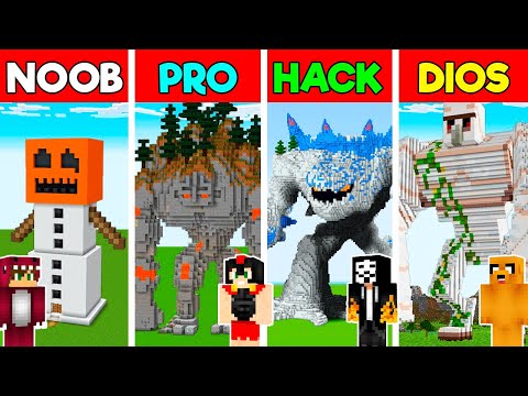 MINECRAFT: GOLEM NOOB vs PRO vs HACKER vs DIOS 😱🏠 RETO DE LA BASE de INVICTOR y LOS COMPAS