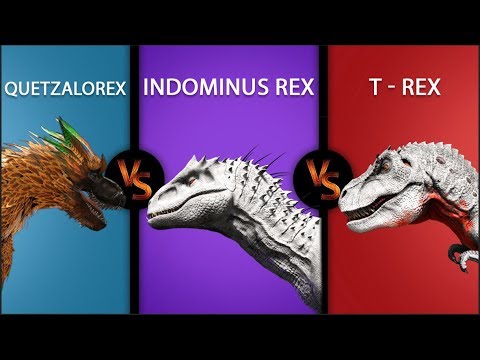 Quetzalorex VS Indominus Rex VS Rex | Ark Survival Evolved BATTLE