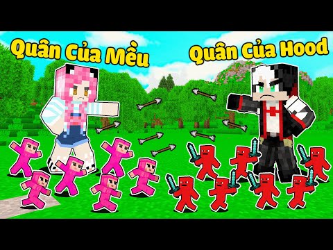 REDHOOD THỬ THÁCH 24GIỜ NÂNG CẤP CHIẾN BINH TÍ HON TRONG MINECRAFT*ĐỘI QUÂN MINI MỀU ĐẤU VỚI REDHOOD