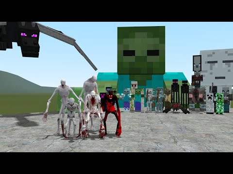 SCP-096 VS MINECRAFT MOBS!!! Garrys Mod Sandbox