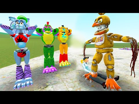 SHATTERED CHICA VS FNAF SECURITY BREACH ANIMATRONICS In Garry's Mod!(Five Nights at Freddy's)
