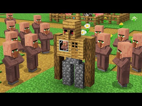 VILLAGER BUILD HOUSE INSIDE GOLEM in Minecraft ? MINECRAFT VILLAGER GOLEM HOUSE!