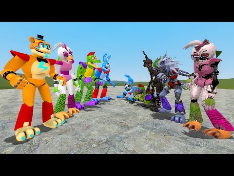 ALL GLAMROCK ANIMATRONICS VS ALL SHATTERED ANIMATRONICS In Garry's Mod! (Five Nights at Freddy's)