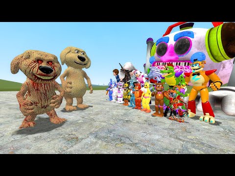 ALL GLAMROCK ANIMATRONICS VS CURSED TALKING BEN in Garry's Mod! FNAF Security Breach