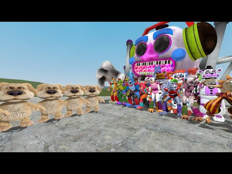 ALL GLAMROCK ANIMATRONICS VS CURSED TALKING BEN in Garry's Mod!!! FNAF Security Breach