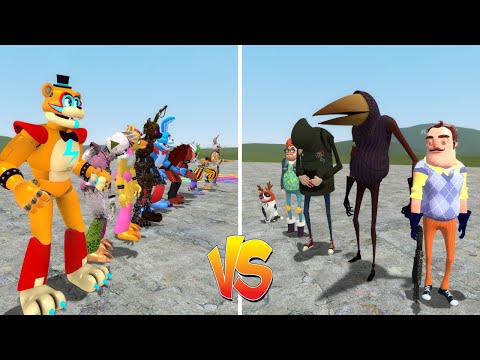 HELLO NEIGHBOR 2 ARMY VS FNAF 9 ANIMATRONICS ARMY In Garry's Mod! Five Nights at Freddy's