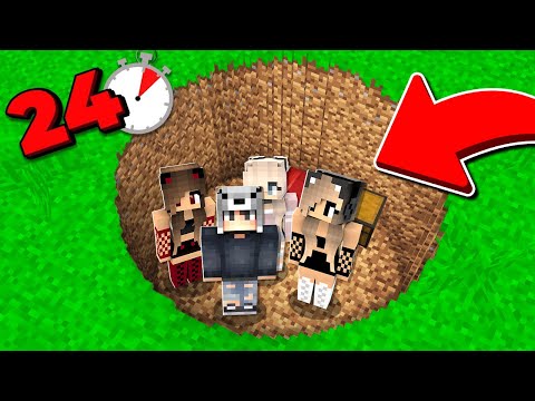 KIZ HAYRANLARIMLA 24 SAAT ÇUKURDA YAŞAMAK 😱 – Minecraft