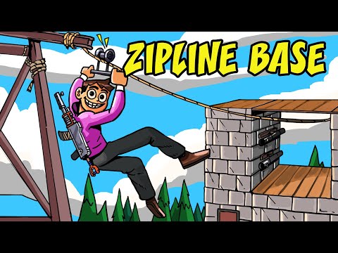 Living in a ZIP LINE TRAP BASE in Rust…