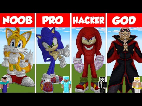 Minecraft NOOB vs PRO vs HACKER: SONIC THE HEDGEHOG PART 2 HOUSE BUILD CHALLENGE in Minecraft