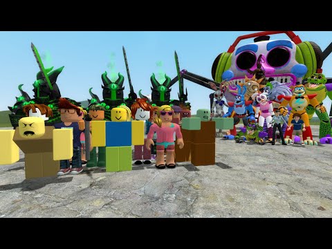 ROBLOX NPCs VS FNAF SECURITY BREACH ANIMATRONICS in Garry's Mod!