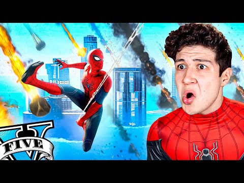 SOBREVIVIENDO a un TSUNAMI como SPIDERMAN en GTA 5… 🕷️🌊 (Mods)