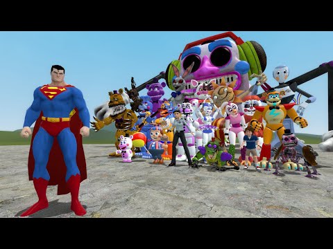 SUPERMAN VS ALL FNAF 1-9 SECURITY BREACH ANIMATRONICS in Garry's Mod!
