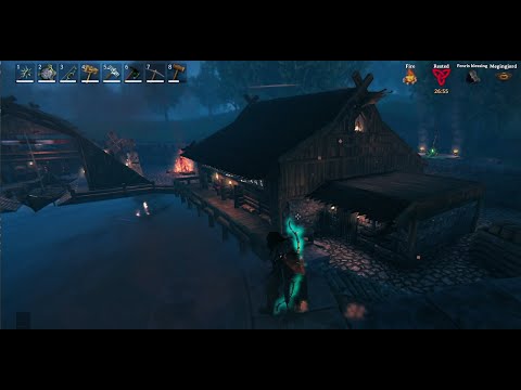 Valheim – Meadows Biome Main Base With Moat, Stone Walls, & Dock. Level 21 Comfort & All Upgrades.