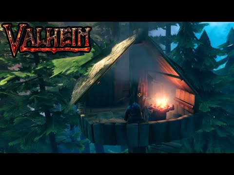 VALHEIM ~ Tree House w/ Fireplace Using Stone!