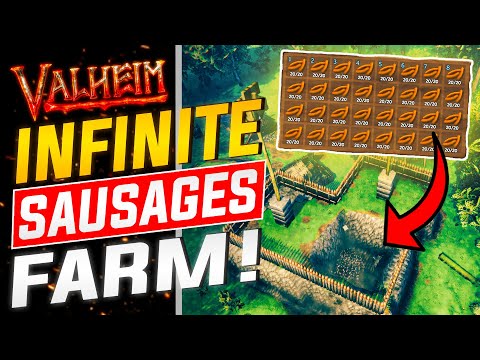 Valheim – *NEW* Fully AUTOMATIC Sausage Farm! Unlimited entrails, bones | Draugr & Skeleton Farm