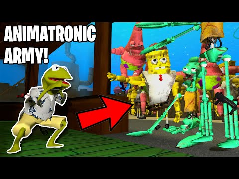 ANIMATRONIC SPONGEBOB ARMY INVADE!🧽- Garry's mod Sandbox