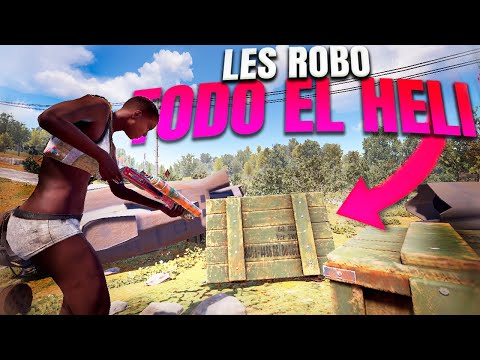 DERRIBAN el HELICOPTERO y les ROBO el LOOT – RUST – Gameplay español