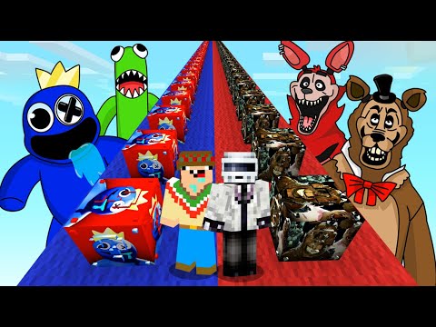 DESAFÍO DE LUCKY BLOCK de FNAF JR’s vs RAINBOW FRIENDS 😱 ¿QUIEN ES MEJOR? CARRERA DE LUCKY BLOCKS