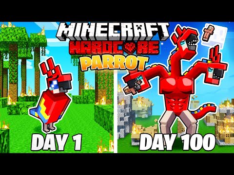 I Survived 100 DAYS as a PARROT in HARDCORE Minecraft!