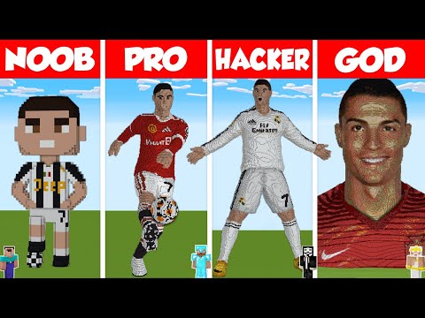 Minecraft CRISTIANO RONALDO STATUE HOUSE BUILD CHALLENGE – NOOB vs PRO vs HACKER vs GOD / Animation