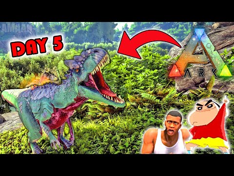 SHINCHAN AND I TRYING TO TAME T-REX in ARK SURVIVAL BATTLE EVOLVED IN HINDI DAY 5 | T REX DINOSAUR